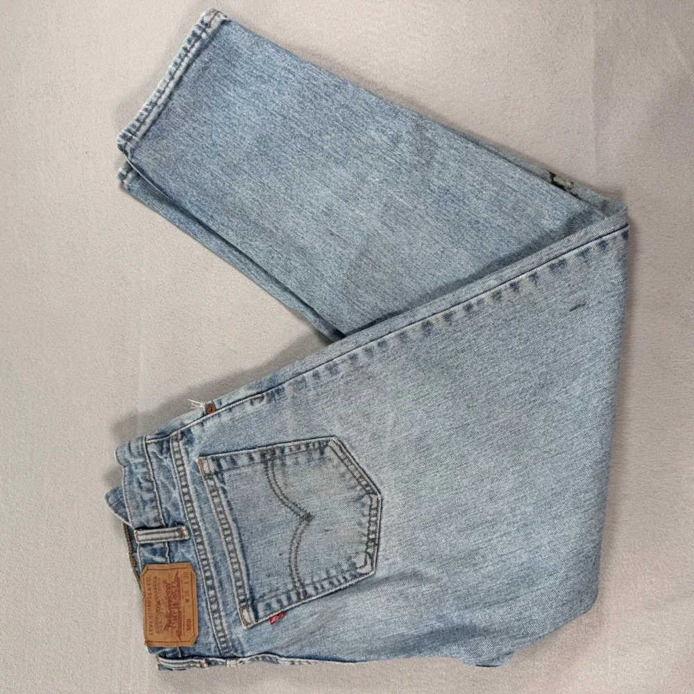 Levi's Jeans Mens 36x30 Light Blue 550 Relaxed Fit Tapered Leg Distressed Paint